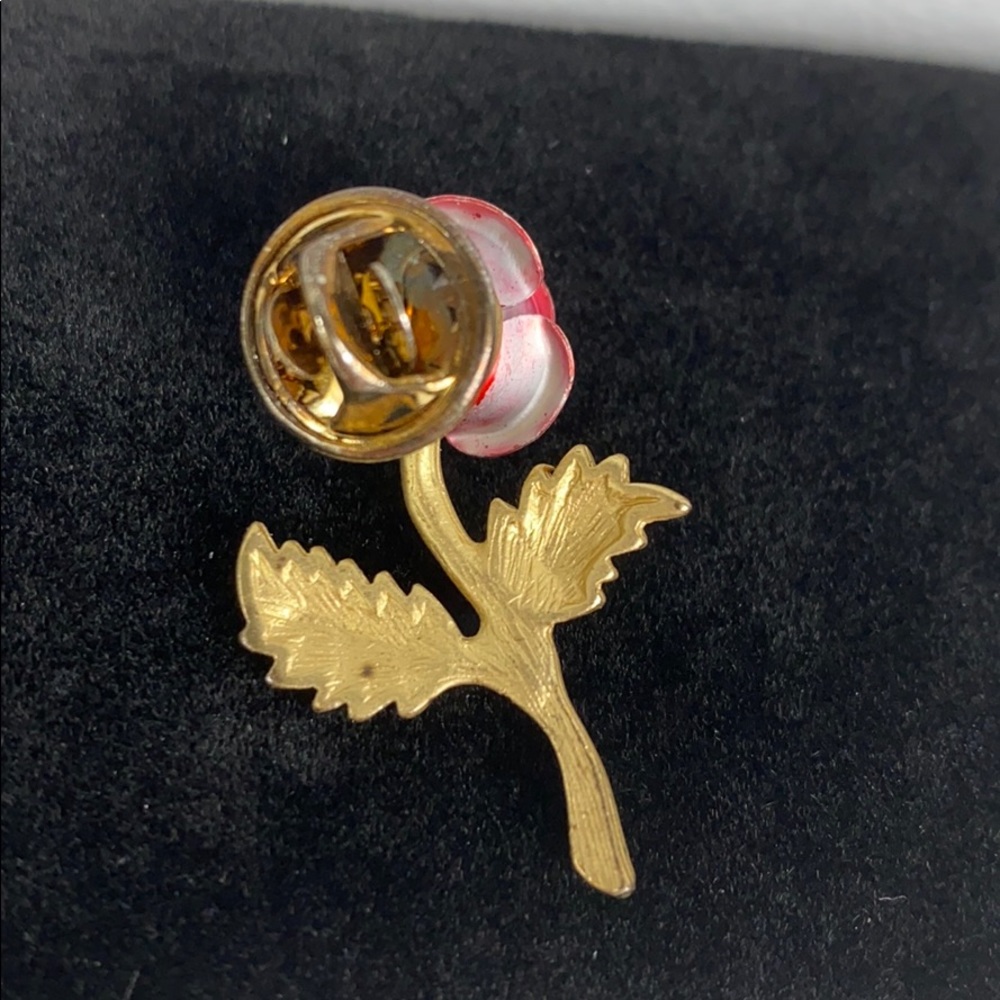 Vintage Rose Rhinestone Brooch Pin - Picture 2 of 8